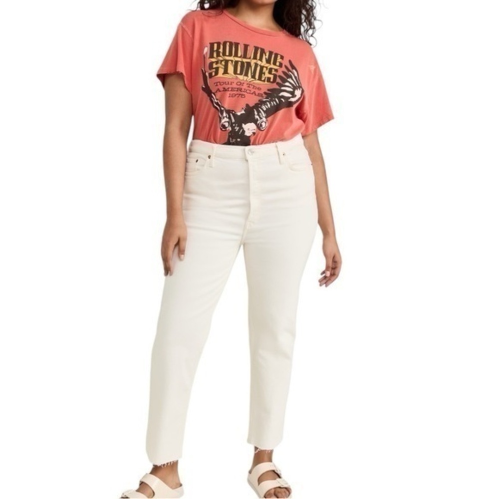 Re/Done‎ 70s Ultra High Rise Stove Pipe Jeans In Vintage White Size 30 NWT